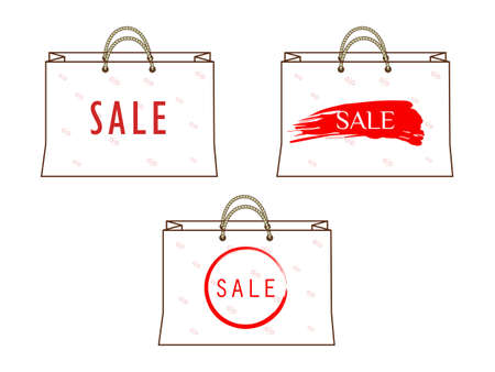 illustration with painted paper bags with inscription saleのイラスト素材