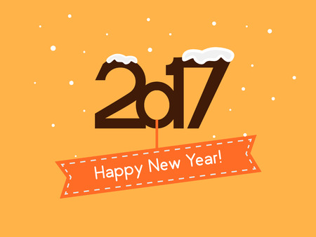 Vector illustration. Happy New Year 2017. falling snowのイラスト素材