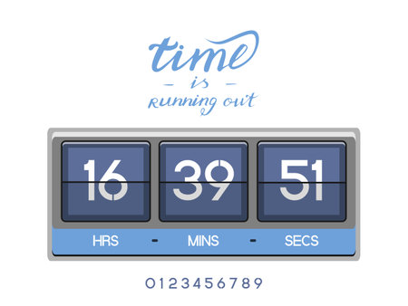 Countdown Timer for the website. Square section. Hours, minutes, seconds. white background. Stock...