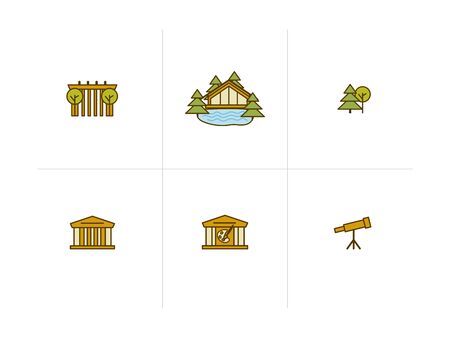 Vector icons of buildings of different architectural stylesのイラスト素材