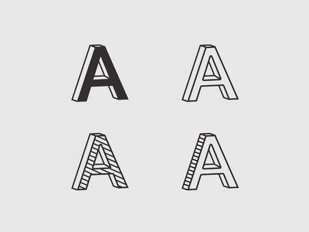volumetric contour logos in the form of the letter Aのイラスト素材
