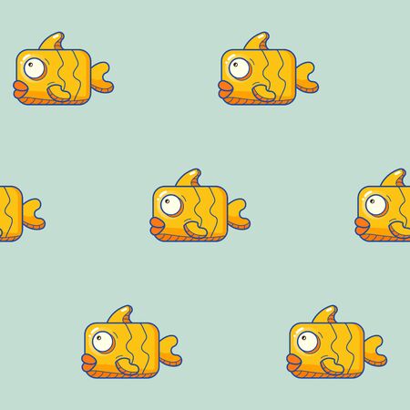 flat color fun fish pattern with bubble smileyのイラスト素材