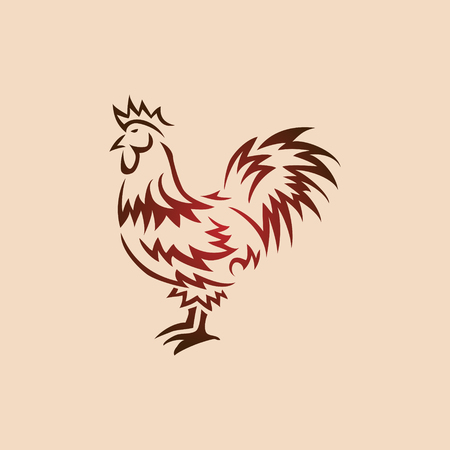 Red rooster vector illustration Vector monocrome illustration. Design elementのイラスト素材