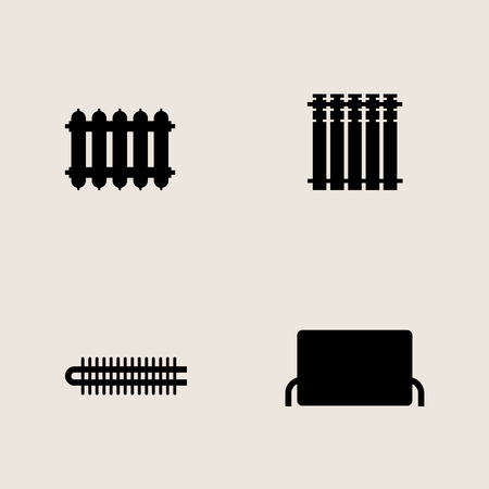 Vector monochrome icon set central heating batteriesのイラスト素材