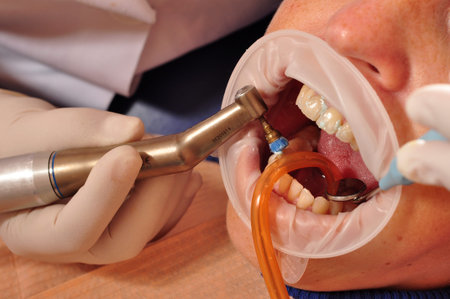 Photo of patient having his teeth healed.
