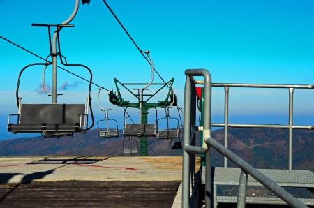 Photo of chair lift in mountainsの写真素材