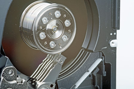 Photo of hard drive on white background