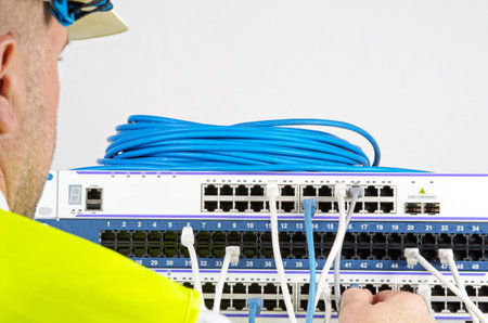 Photo of big server and wires during check-up