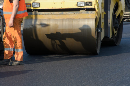 image of road roller at work