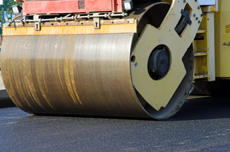 image of road roller at work