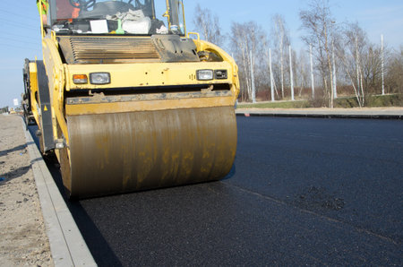 image of road roller at work