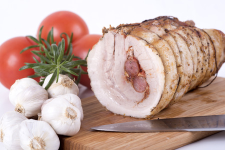 a photo of bacon baked with herbsの写真素材