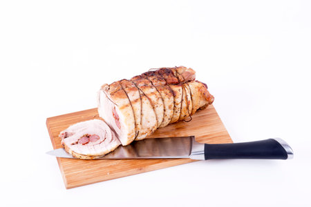 a photo of bacon baked with herbsの写真素材