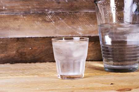cold mineral water in a glassの写真素材