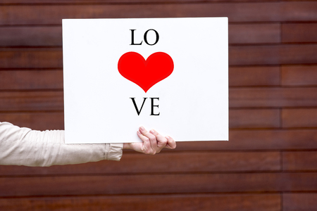 a photo of a woman with a piece I love youの写真素材