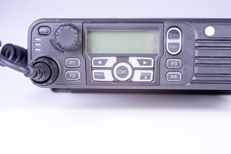 Black compact professional portable radio set.の写真素材
