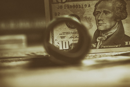  dollar bills tied with rubber bandの写真素材