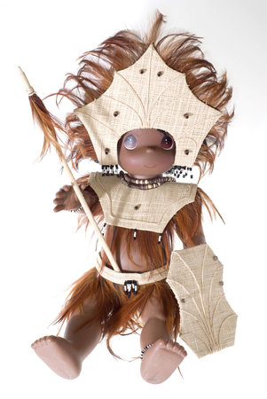 plastic doll isolated on whiteの写真素材