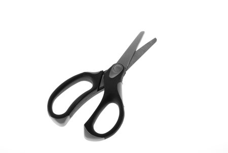 Scissors plastic in white bacgroundの写真素材