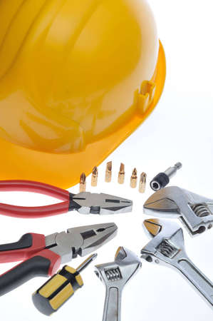  a mix of construction tools over a white background の写真素材