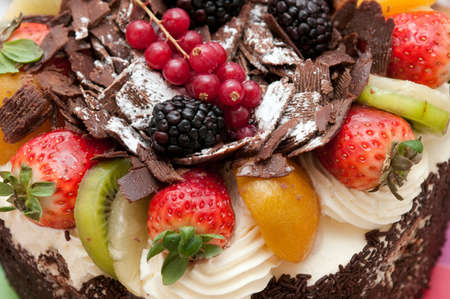 Studio photography cake with cream and fruitの写真素材