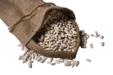 scattered grains and beans bagの写真素材