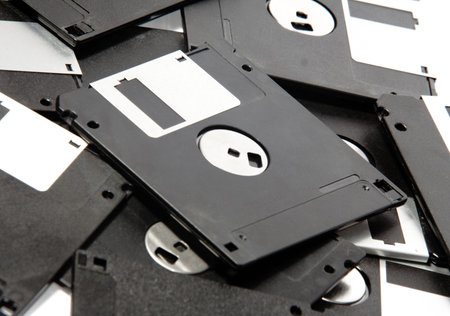 Stacked floppy disksの写真素材