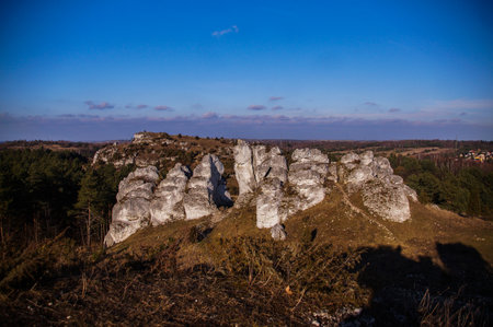 View of the rock Poland Krakowsko-CzÄstochowska Juraの写真素材