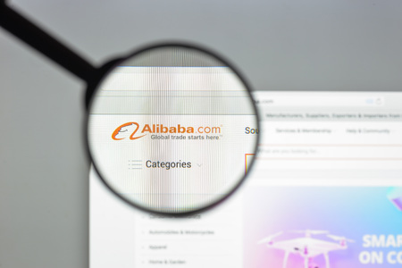 Milan, Italy - August 10, 2017: Alibaba website homepage. It is a Chinese e-commerce company. Alibaba logo visible.のeditorial素材