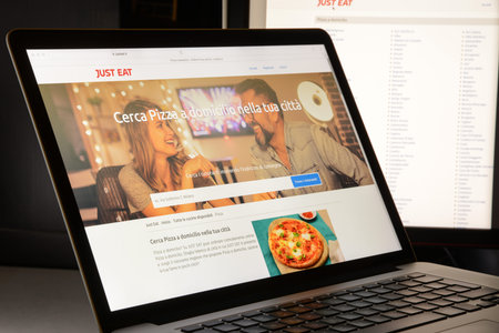 Milan, Italy - May 7, 2017: Just eat website homepage. Just eat is a online food delivery company