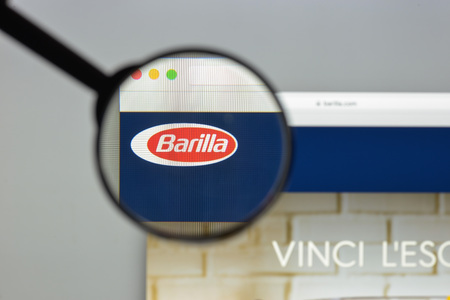 Milan, Italy - August 10, 2017: Barilla website homepage. It is an Italian food company. Barilla logo visible.のeditorial素材