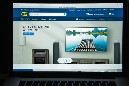 Milan, Italy - August 10, 2017: Bestbuy website homepage. It is an American multinational consumer electronics corporation. Bestbuy logo visible.のeditorial素材