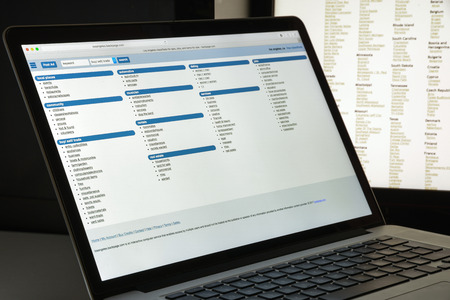 Milan, Italy - August 10, 2017: Backpage website homepage. Backpage logo visible.のeditorial素材