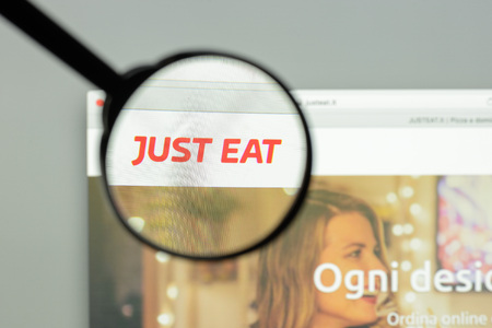 Milan, Italy - May 7, 2017: Just eat website homepage. Just eat is a online food delivery companyのeditorial素材
