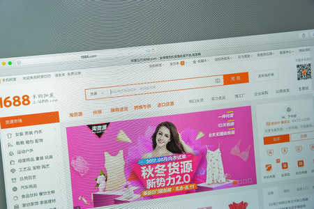 Milan, Italy - August 10, 2017: 1688 website homepage. 1688.com is also called Alibaba.cn, it's the Chinese Alibaba wholesale site 1688 logo visible.のeditorial素材