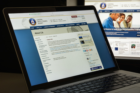 Milan, Italy - August 10, 2017: Cia website homepage. It is a civilian foreign intelligence service of the United States federal government. Cia logo visible.のeditorial素材