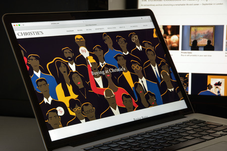 Milan, Italy - August 10, 2017: Christies.com website homepage. It is a British auction house. Christies logo visible.のeditorial素材