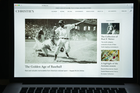 Milan, Italy - August 10, 2017: Christies.com website homepage. It is a British auction house. Christies logo visible.のeditorial素材