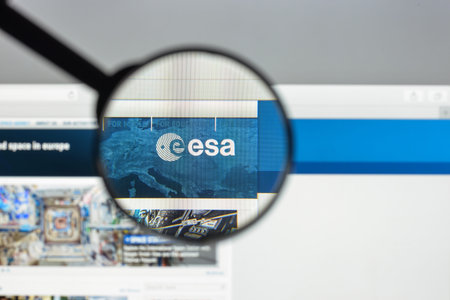 Milan, Italy - August 10, 2017: ESA website homepage. It is an intergovernmental organisation of 22...