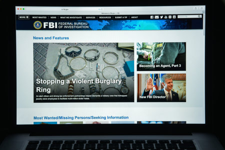 Milan, Italy - August 10, 2017: Fbi website homepage. It is the domestic intelligence and security...