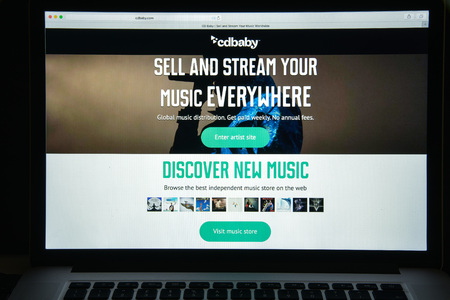 Milan, Italy - August 10, 2017: cdbaby.com website homepage. It is an online music store.  cdbaby.com logo visible.のeditorial素材