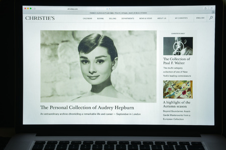 Milan, Italy - August 10, 2017: Christies.com website homepage. It is a British auction house. Christies logo visible.のeditorial素材