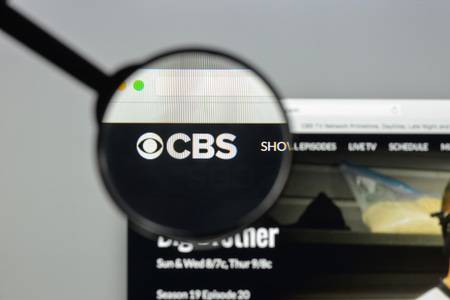 Milan, Italy - August 10, 2017: Cbs website homepage. It is an American English language commercial broadcast television network. Cbs logo visible.のeditorial素材