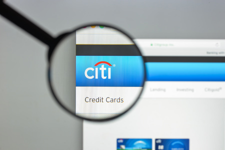 Milan, Italy - August 10, 2017: Citibank bank website homepage. It is the consumer division of financial services multinational Citigroup. Citibank bank logo visible.のeditorial素材