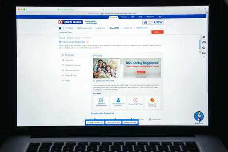 Milan, Italy - August 10, 2017: HDFC bank limited website homepage. It is an Indian banking and financial services company . HDFC limited bank logo visible.のeditorial素材