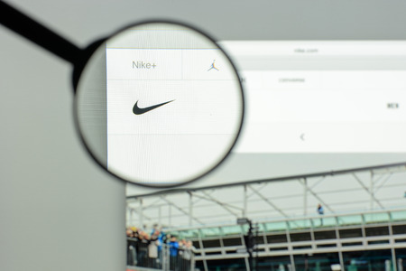 Milan, Italy - May 7, 2017: Nike website homepage. It's a fashion e-commerce store.のeditorial素材