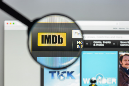 Milan, Italy - August 10, 2017: Imbd website homepage. It is an online database of information related to films, television programs and video games. Imbd logo visible.のeditorial素材