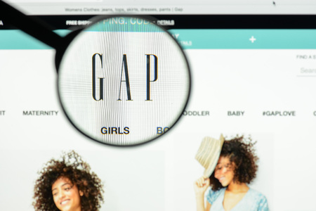 Milan, Italy - May 7, 2017: GAP brand website homepage. It's a fashion e-commerce store.のeditorial素材