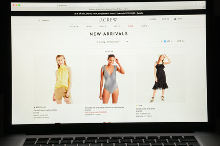Milan, Italy - May 7, 2017: J CREW brand website homepage. It's a fashion e-commerce store.