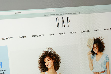 Milan, Italy - May 7, 2017: GAP brand website homepage. It's a fashion e-commerce store.のeditorial素材